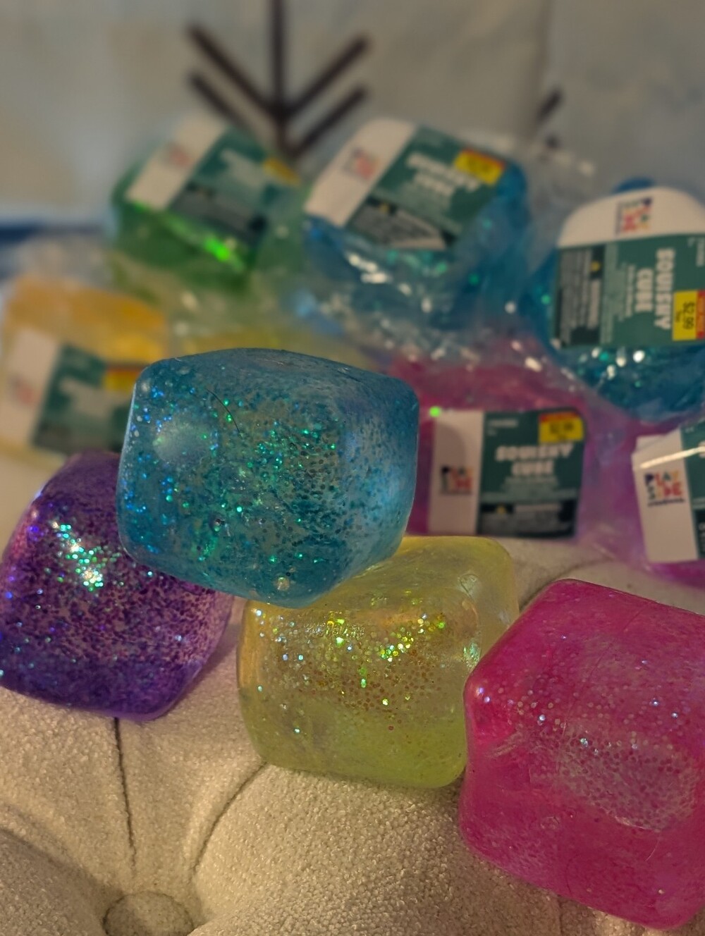 Playside Creations Glitter Squishy Cube Sensory Stress Toy NWT Color Choice - Picture 3 of 5